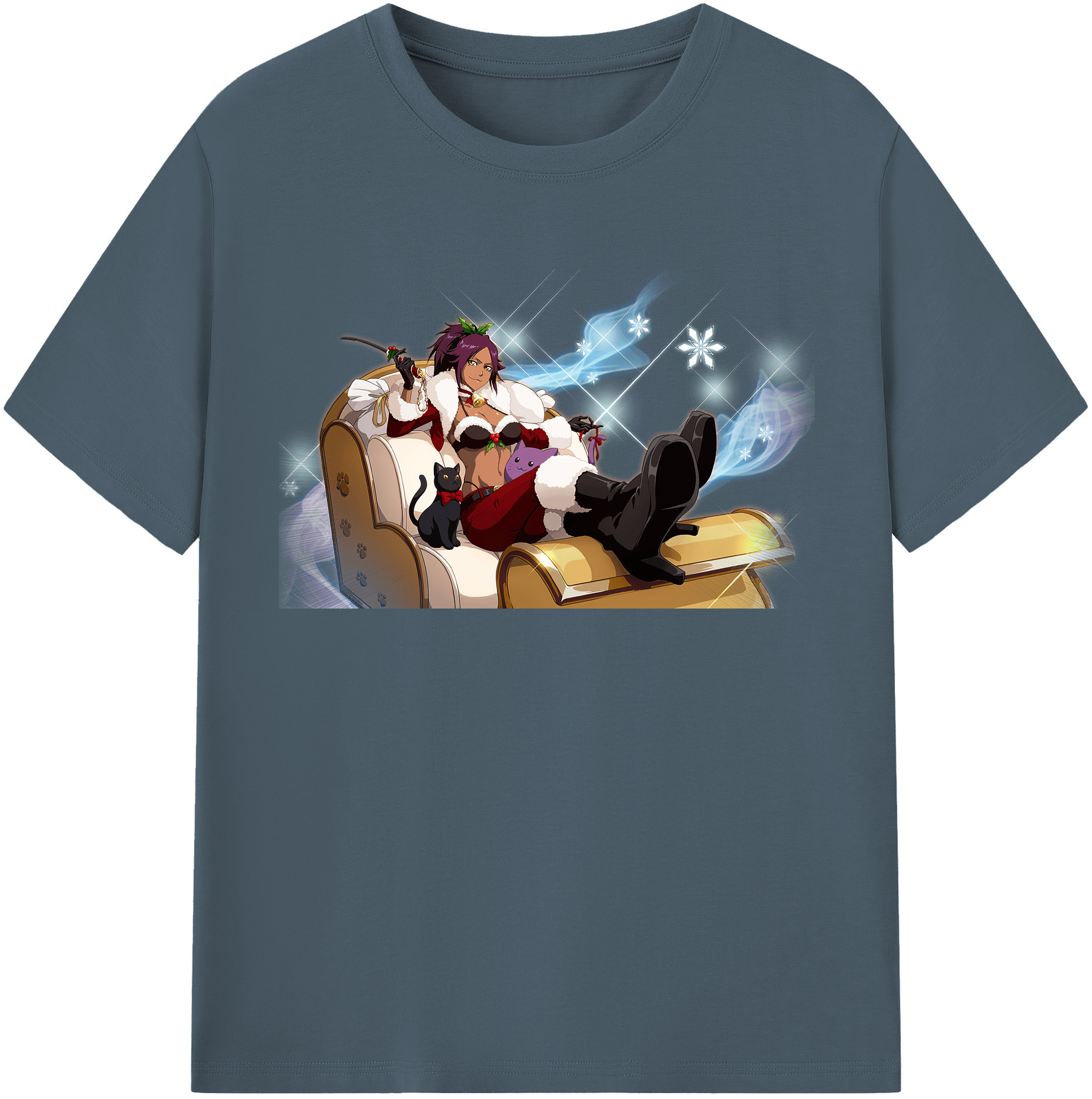 （画像用） ブリーチ 四楓院 夜一（しほういん よるいち） BLEACH Shihouin Yoruichi 綿100％半袖Tシャツ（フロントプリント）
